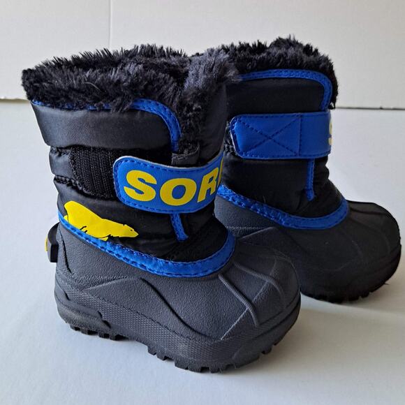 Sorel Snow Commander Insulated Waterproof Winter Boots Black Blue Toddler Size 5 - Picture 6 of 13